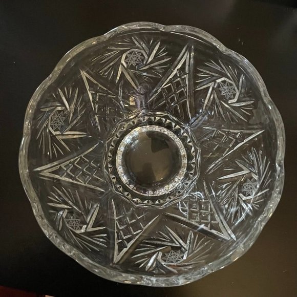 Lausitzer Pinwheel Star Pattern Crystal Bowl Dish Clear u - Picture 2 of 4